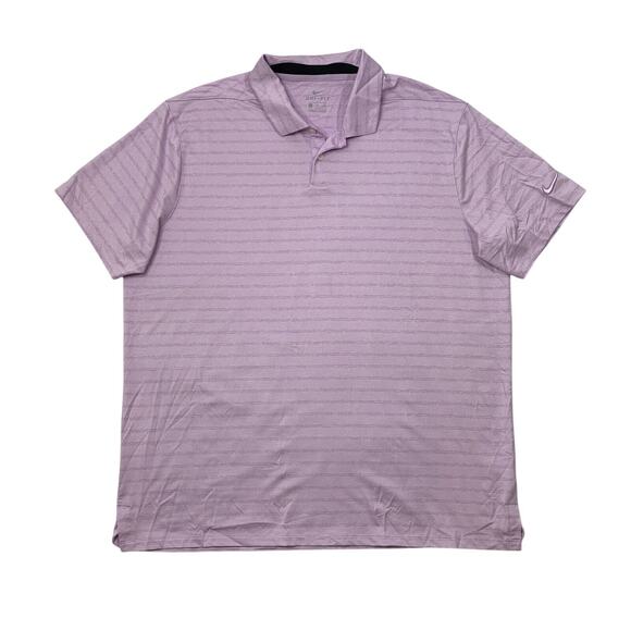 Nike Shirt Mens XL Extra Large Thistle White Dri Fit Breathe Vapor Striped Polo - Picture 1 of 10